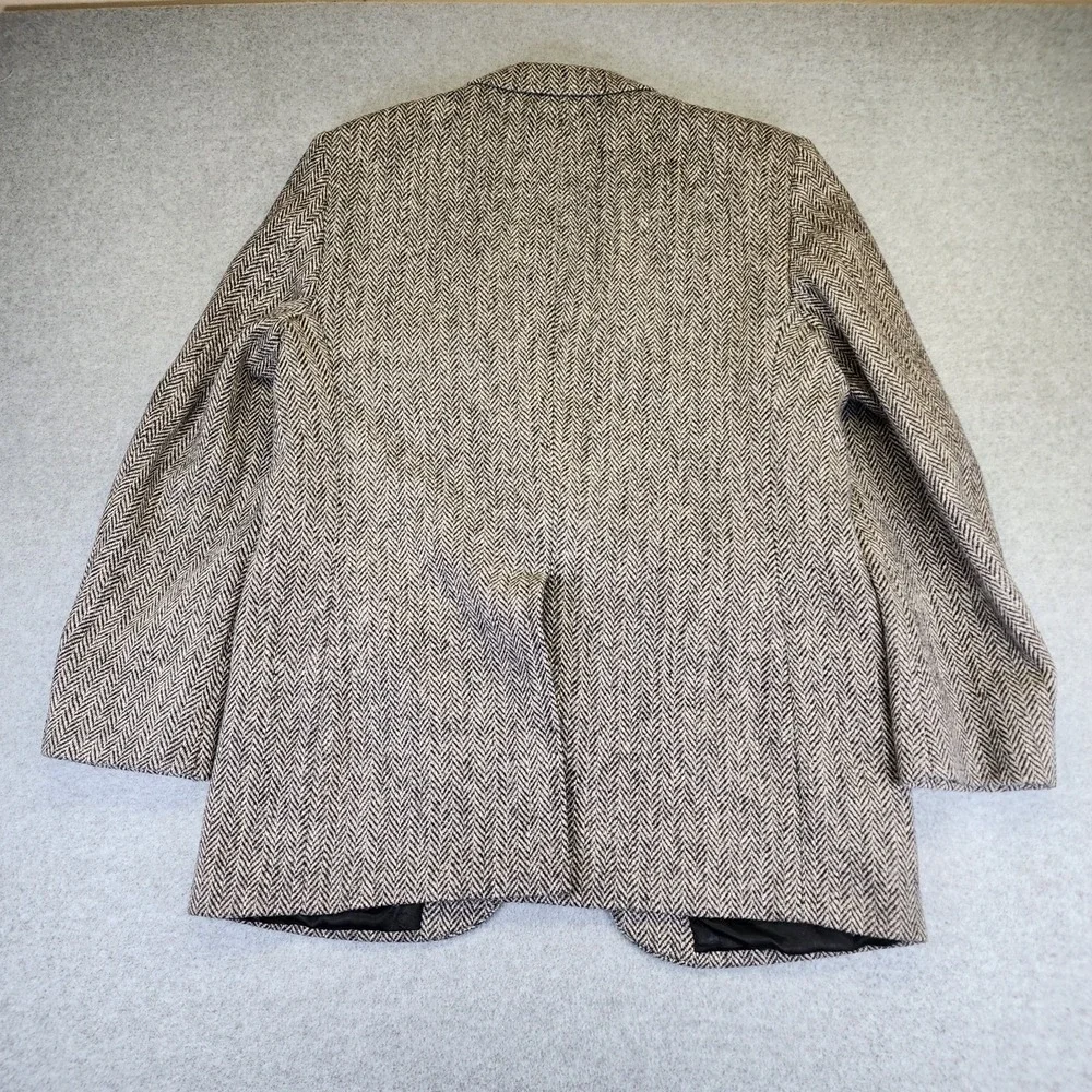 Stafford Harris Tweed Mens 42R Gray Blazer Sports Coat Wool Herringbone **READ**